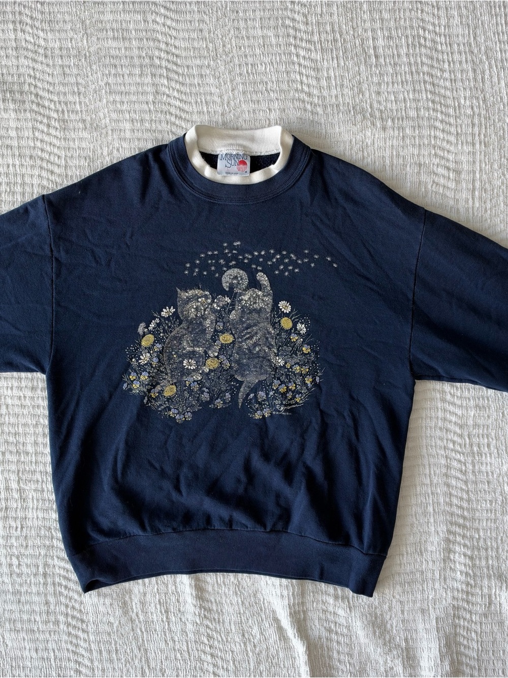 Navy Floral Graphic Crewneck Sweater